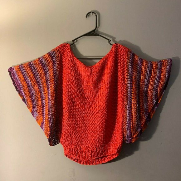 GABANI Adult Women's Tank Top Poncho - Red, Orange & Purple - Size Medium - Picture 1 of 7